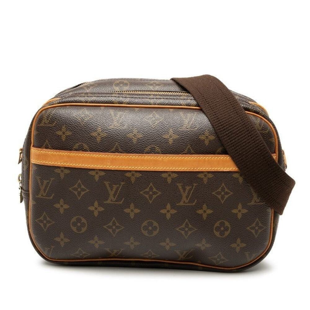 Louis Vuitton Monogram Reporter PM Shoulder Bag Brown